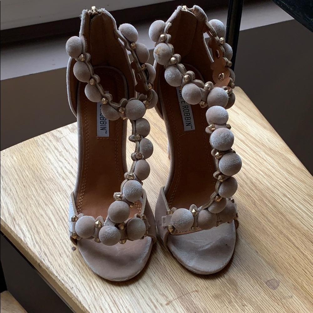 Suede Heels with gold studs. So trendy and comfy.